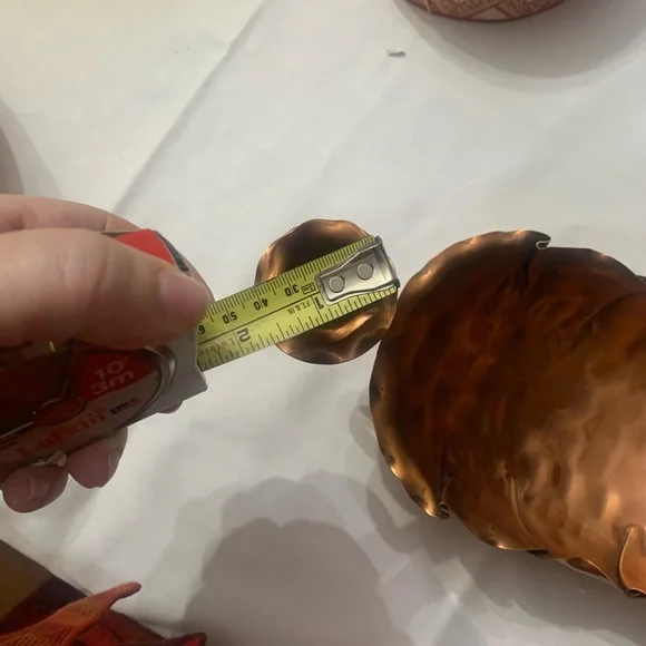 Gregorian solid copper centerpiece bowl with an attached candle holder - Picture 4 of 6